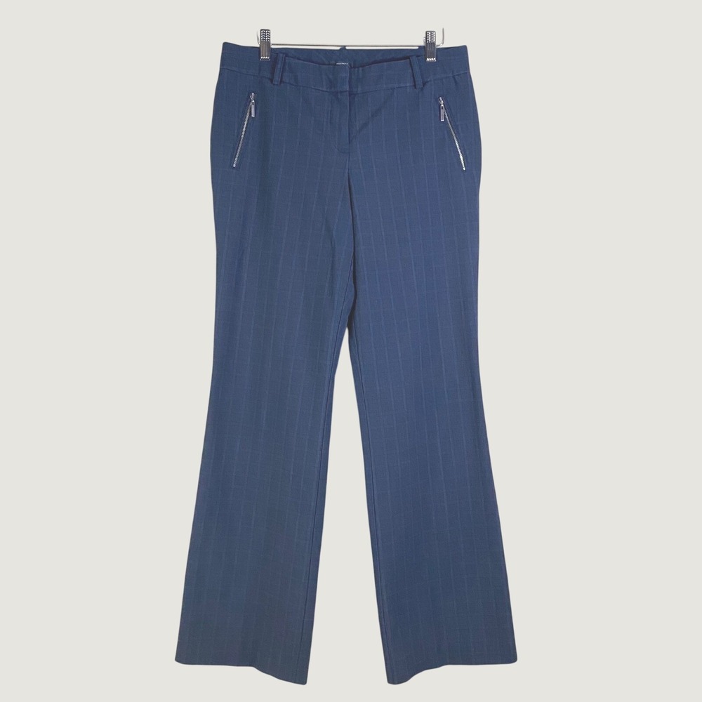 Worthington Dress Pants Women 6S Navy Blue Plaid Modern Fit‎ Career Trousers EUC